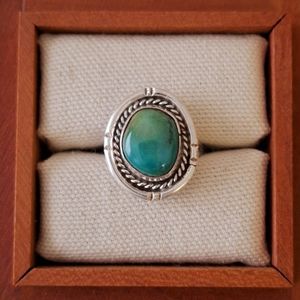Old Pawn Vintage Sterling Native American? Genuine Turquoise Ring